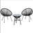 3-Piece Acapulco Wicker Patio Bistro Set with 2 Black Chairs & Glass Table-325772771