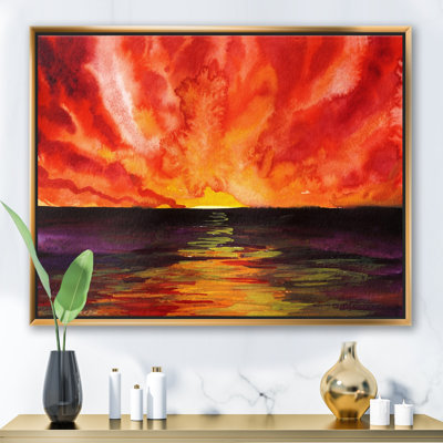 «Bright Sunset Over Ocean», reproduction d'art sur toile