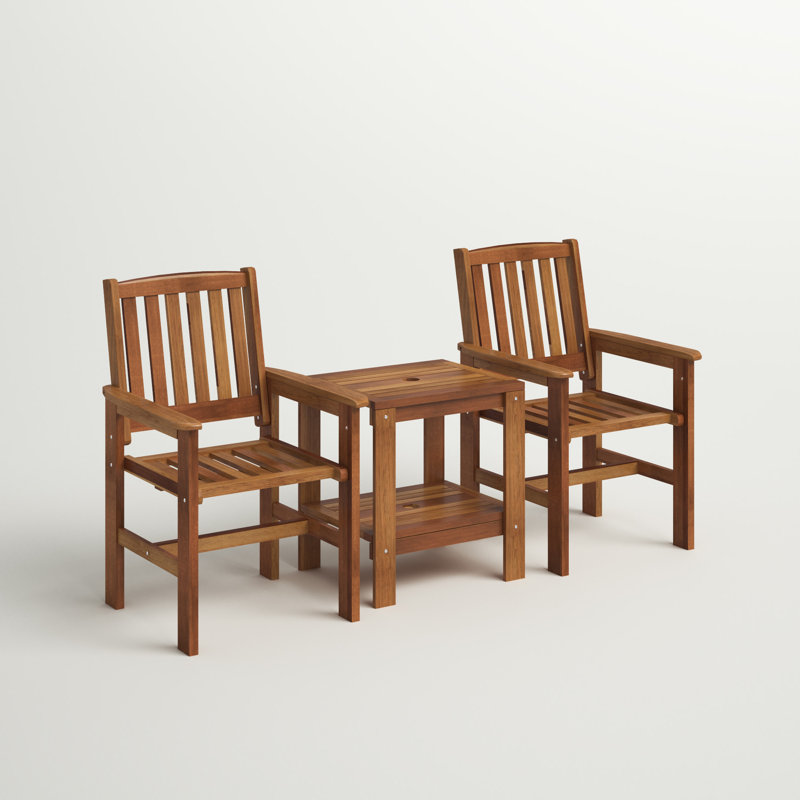 Sibyl 3-Piece Meranti Wood Patio Conversation Set