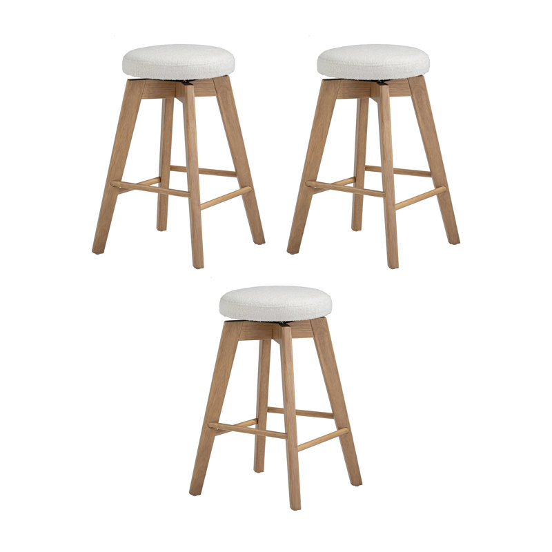 Tabouret de comptoir pivotant 26 po Amalia, Naturel / blanc bouclé, 3