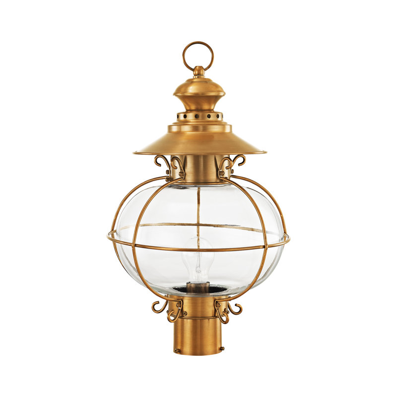 Shielo Transparent Lantern Head, 20.5" H x 8.25" W x 12.75" D, Flemish Brass