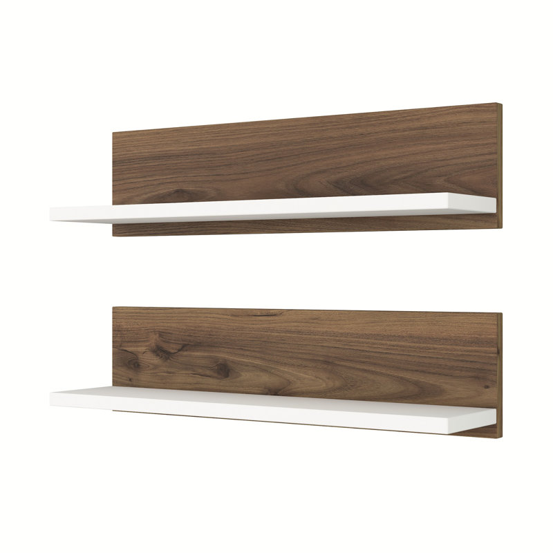 Herlene 2 Piece Accent Shelf, Walnut/White