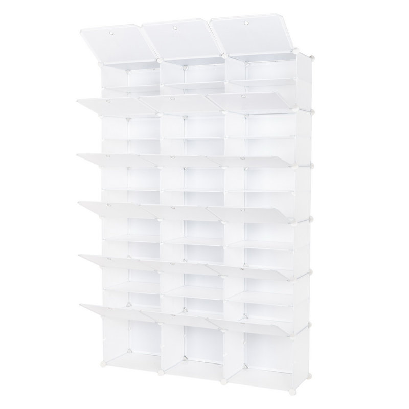 Armoire de rangement empilable pour chaussures, 72 paires (H 72 po x l 47,25 po x P 12 po), Blanc