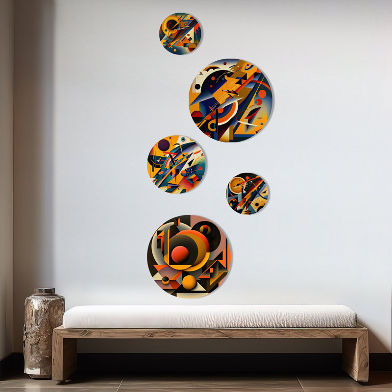 Vibrant Multicolor Geometric Shapes Metal Wall Art Set