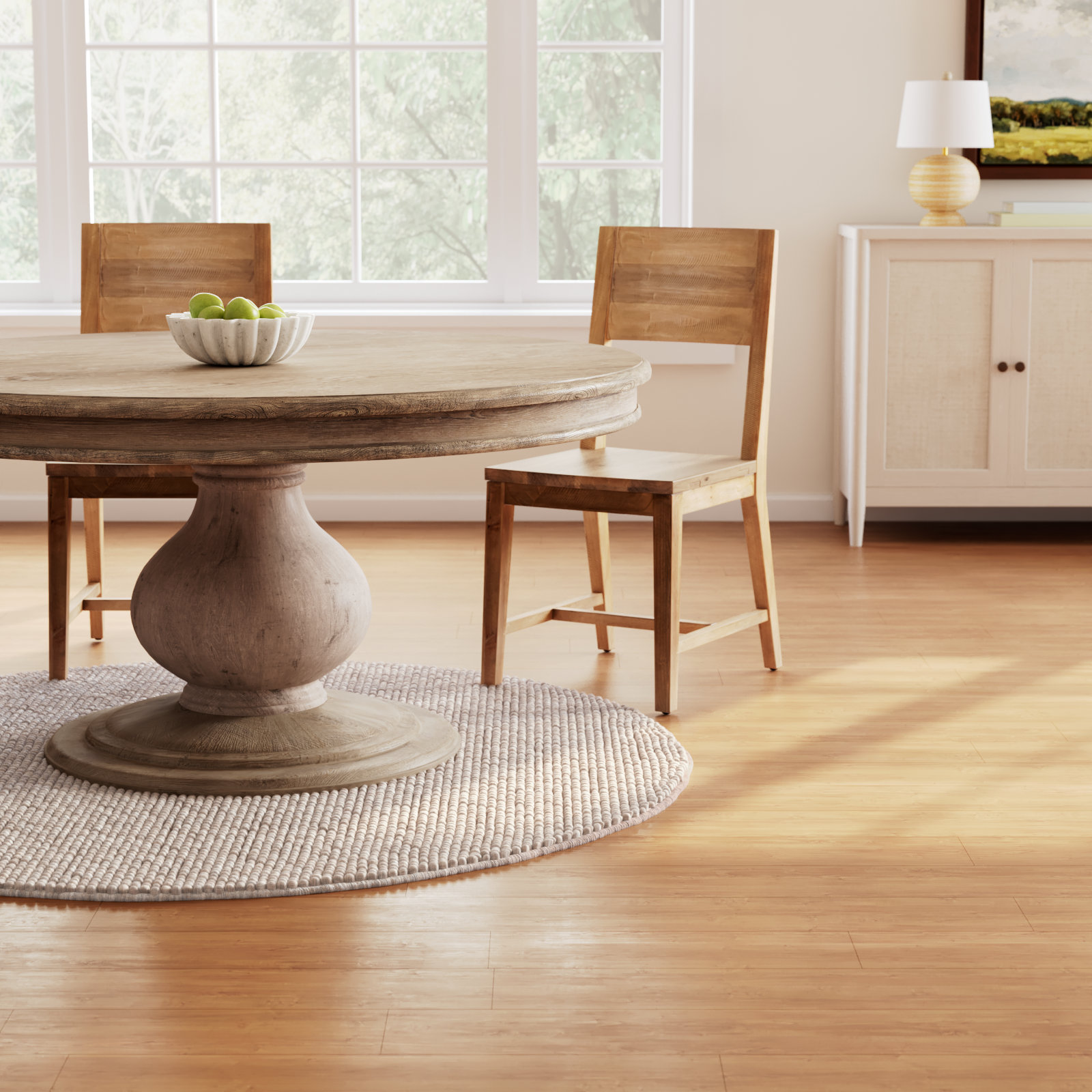 Elle Beige Hand-Woven Wool Rug, Round 4'