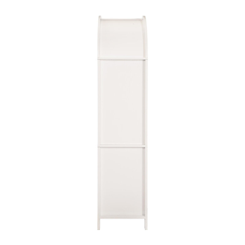 Grand garde-manger arqué cannelé de 71 po avec tablettes réglables, rangement élégant avec tiroir caché et porte vitrée pour la cuisine, le salon, la salle à manger, blanc