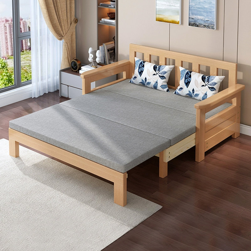 Burlywood, canapé-lit modulaire en lin gris, H 29,53 po x l 64,57 po x P 33,46 po