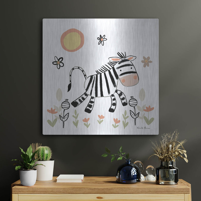  «Baby Zebra» par Farida Zaman, art mural en métal, H 24 po x l 24 po