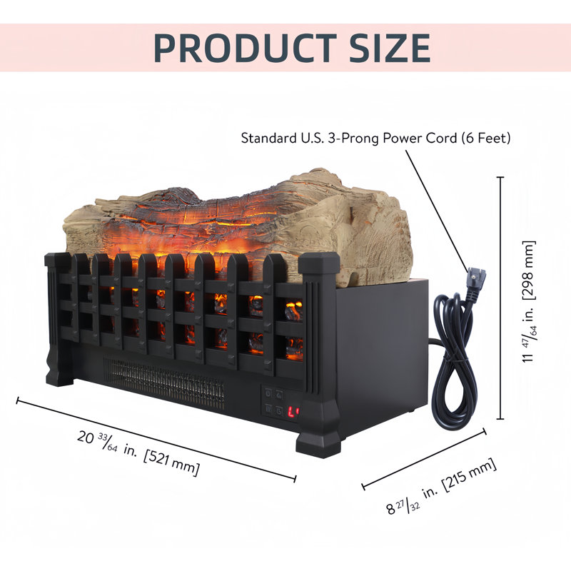20 Inch Electric Fireplace 3d Log Set Insert, Free Standing Fireplace Heater For Indoor