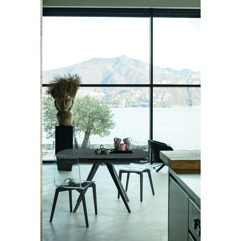 Jaclyn Rectangular 200cm W Dining Table, Emperador, Brushed Silver