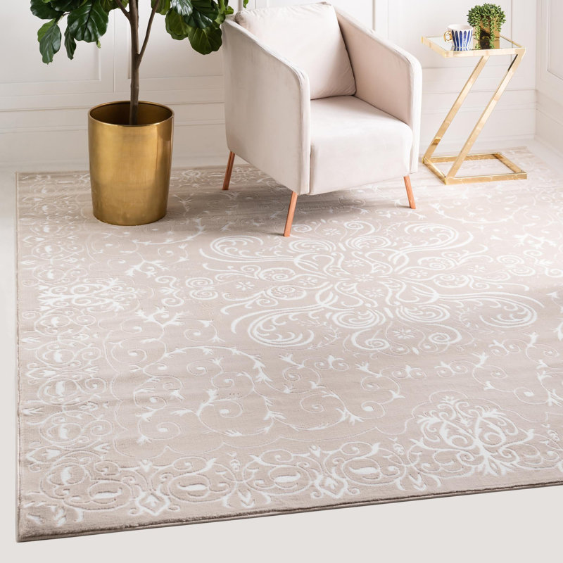 Tapis beige à motif oriental Anah, Carré 6 pi