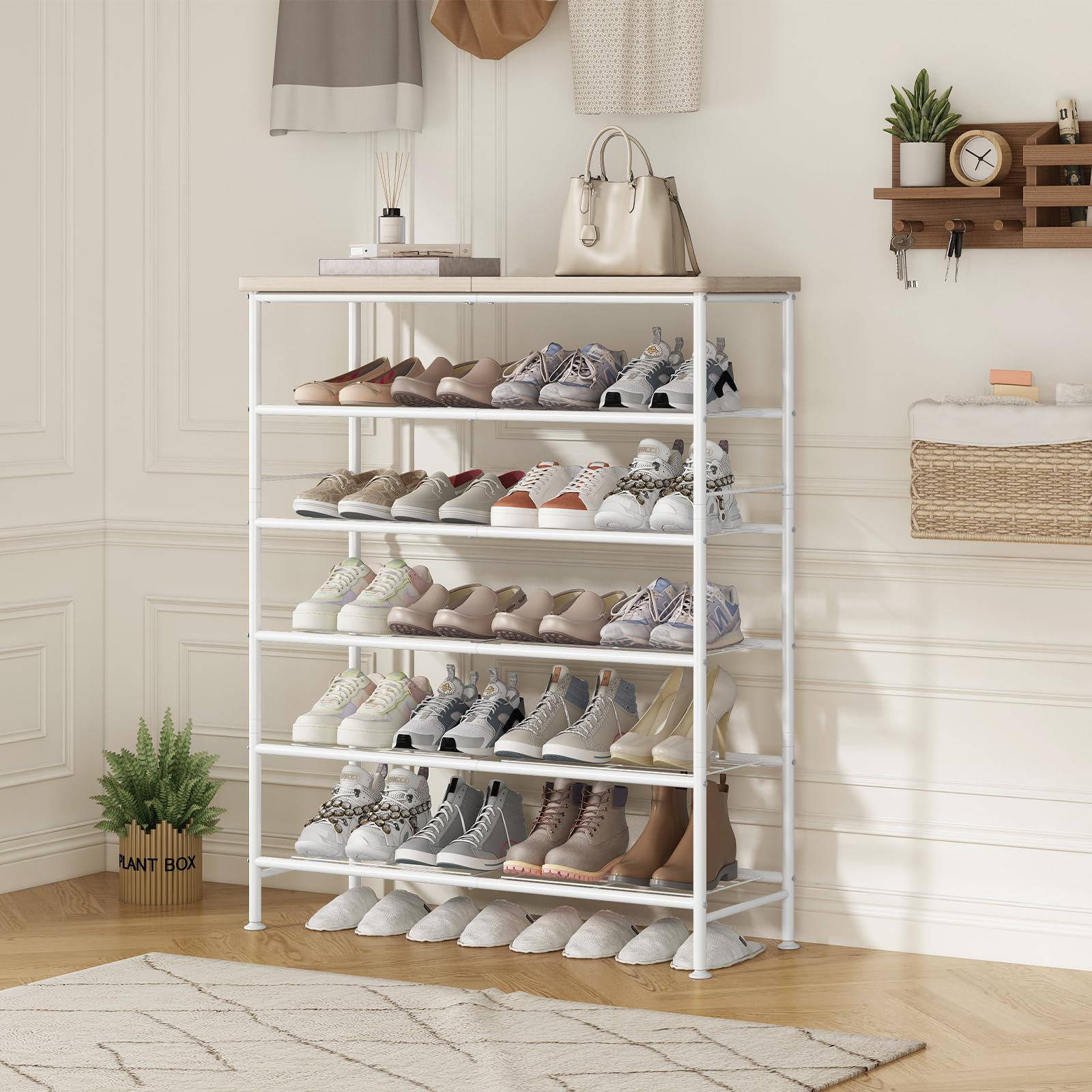 Top Entry Rack Rebrilliant Shoe Rack Organizer 6 Tiers, Entry Freestanding Metal ...