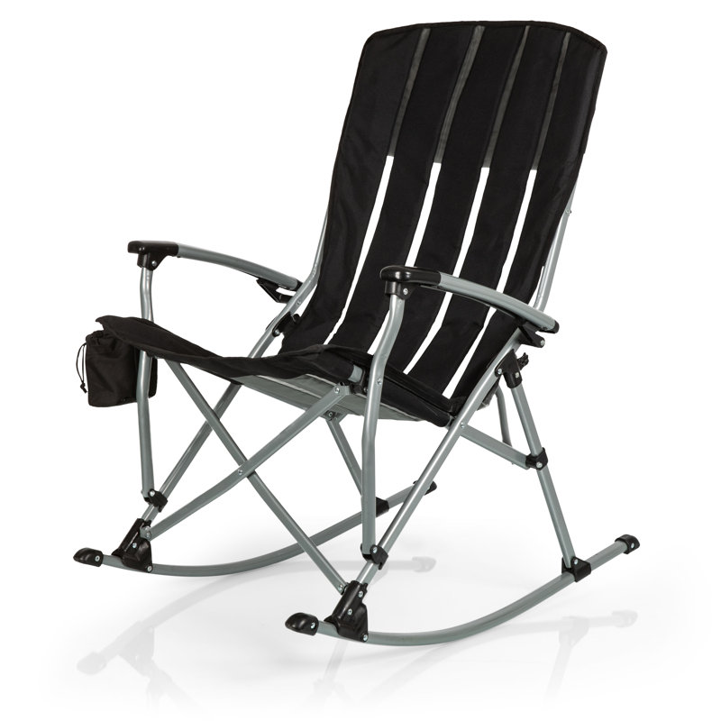 Chaise de camping à bascule d'extérieur - Chaise de camping très résistante pour adultes Mario, Noir