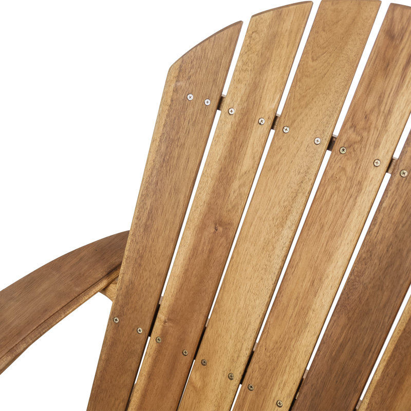  Double Adirondack Chair with Wide Armrests and Curved Backrest, Solid Wood Outdoor Loveseat Bench, Natural