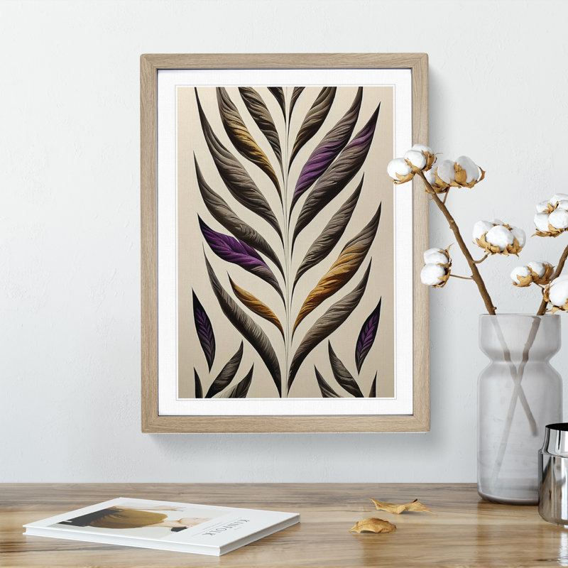 XV1022-3417X Peaceful Feathers - - Wall Art, 66cm H x 48cm W, Oak Framed