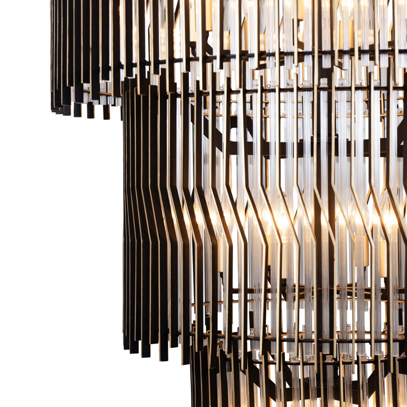 Lustre 18 lumières à 3 niveaux Park Row - Noir mat / Or français