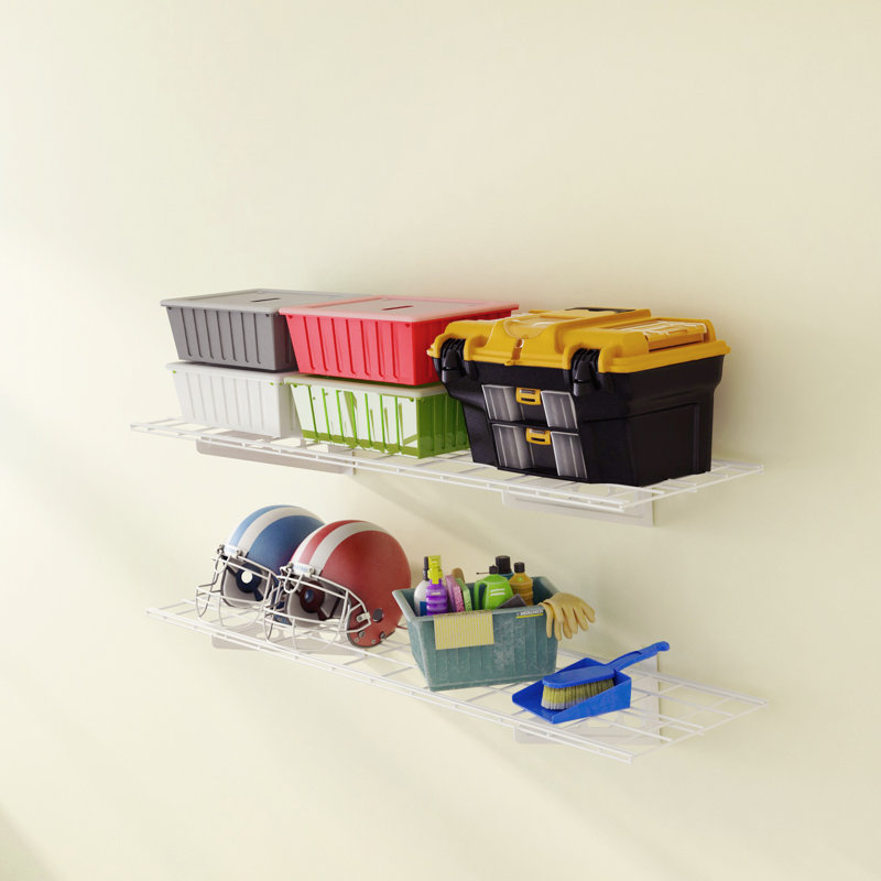 Tablettes de rangement murales pour garage, Blanc, H 12,2 po x l 48 po x P 12 po