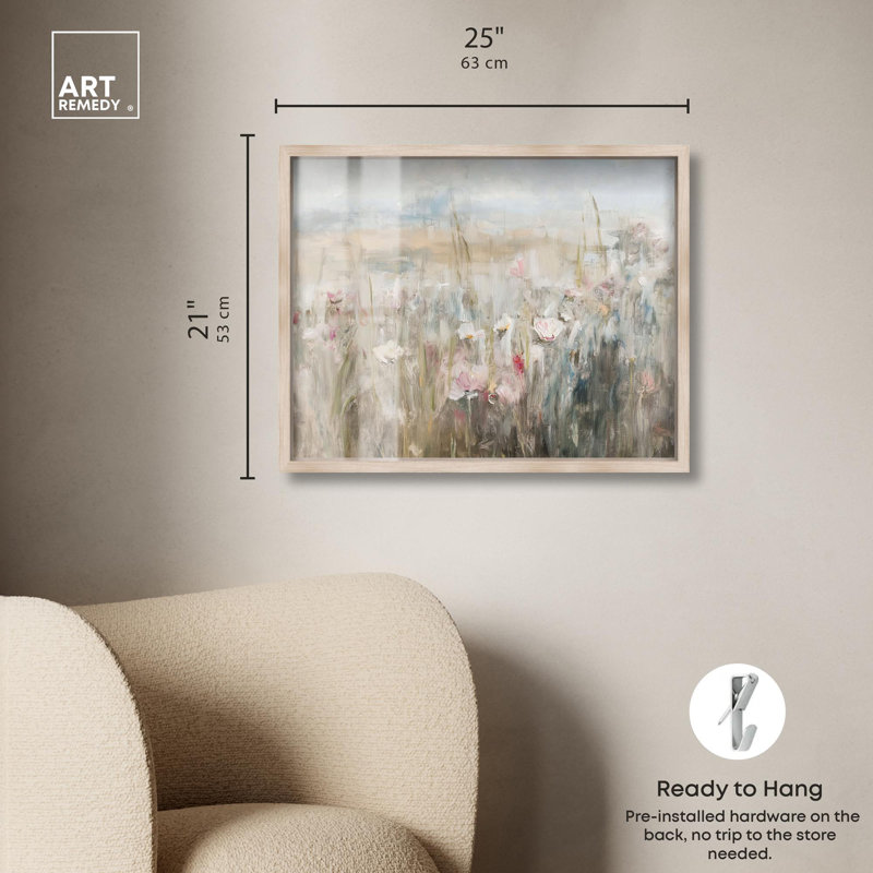 «Hazy Hues I Shadowbox», impression de paysage par Art Remedy, H 21 po x l 25 po, Crème, crème