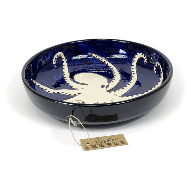 Beachcrest Home Ceramic Salad Bowl, Blue/White