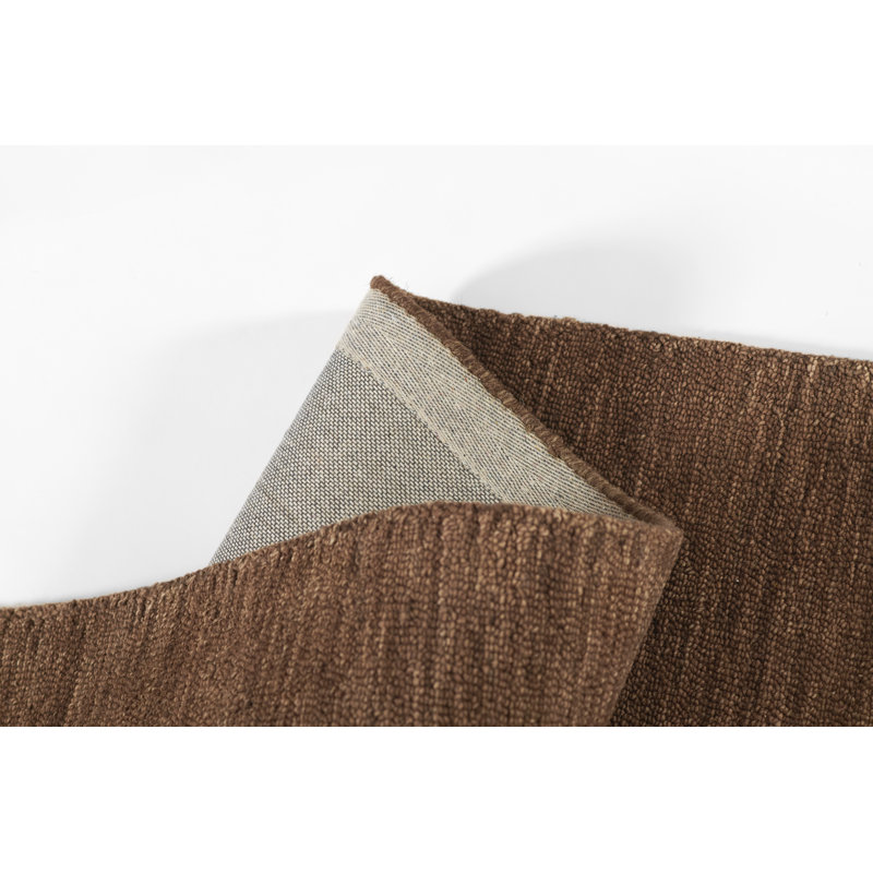 Tapis brun en laine touffeté à la main de couleur unie Ebern Designs, Rectangle de 5 pi x 8 pi