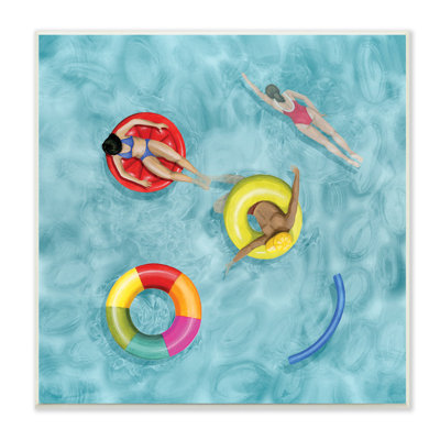 «Swimmers in Pool Inner Tube Cool Blue Water» - Peinture
