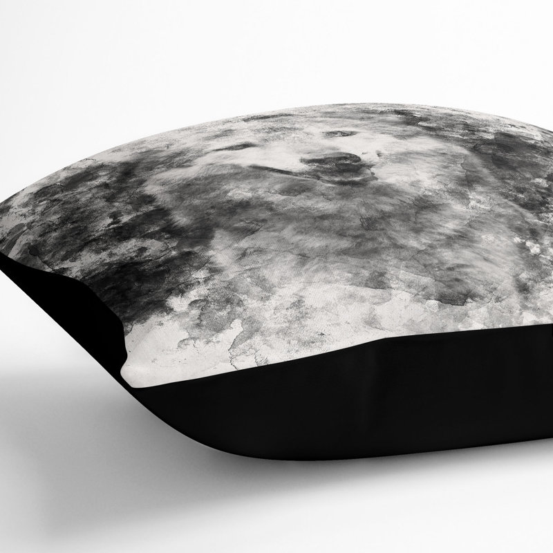 Wolf Portrait Cushion with Filling, 55cm H x 55cm W x 20cm D, Black