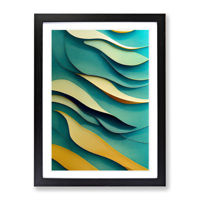 Cassady Ocean Abstract Layers - Single Picture Frame Print, 46cm H x 34cm W x 2cm D, Oak