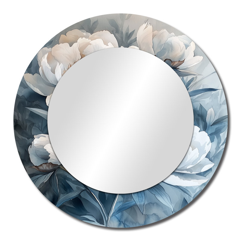 Minimalisme ombre pivoines fleurs I - miroir traditionnel pour décoration murale - imprimé sur métal, 23 po x 23 po