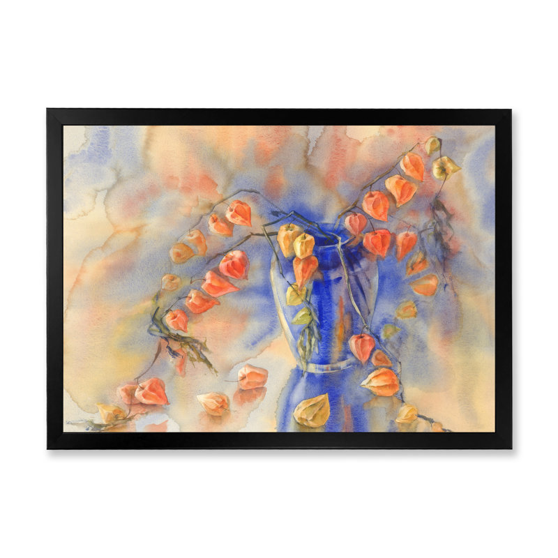 Grunge Tomato Bouquet - Print on Canvas, Black Closed Corner Framed, 8" H x 12" W x 1" D