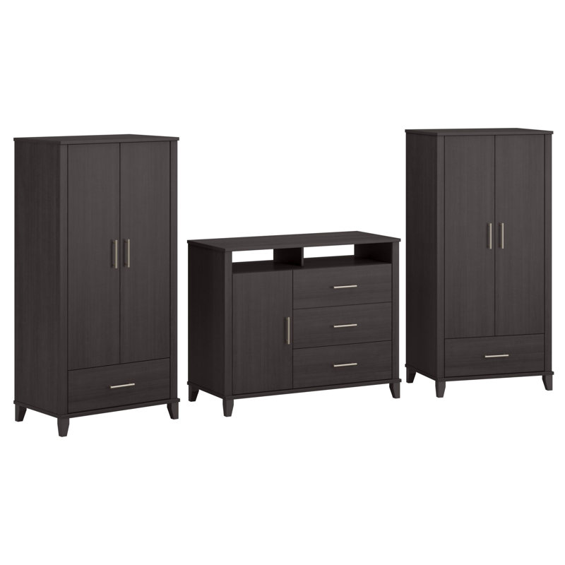 Armoire grande Katia avec meuble télé avec commode Katia, Gris orage