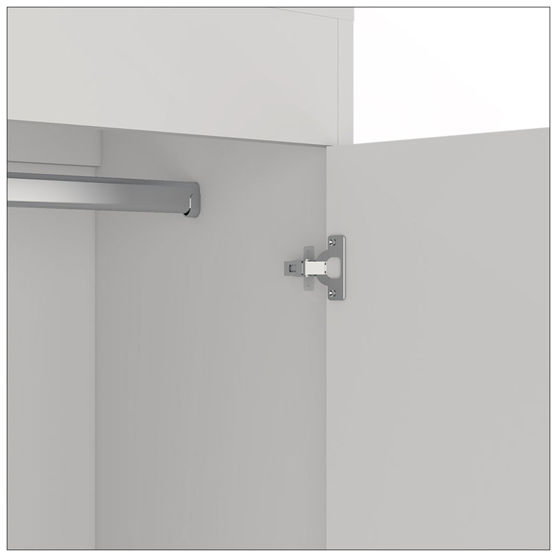 Armoire Tarento, deux tiroirs, finition blanche, Blanc