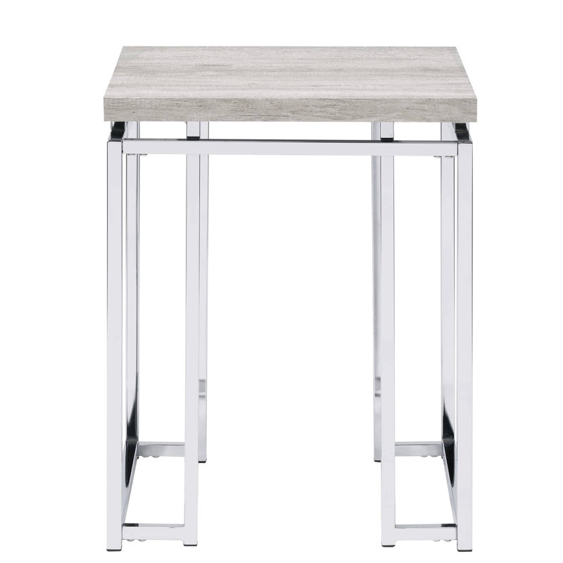 Table de bout spacieuse rectangulaire avec placage en chêne naturel et base en métal