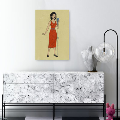 «Jazz Singer In Red Classic Elegant Retro», reproduction d'art murale