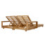 Ensemble de chaise longue double moderne en bois d'acacia de 76 po avec dossier réglable Hanley-132494352