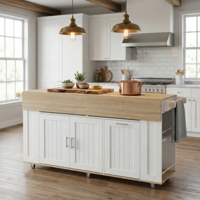 72"W  Kitchen Island With Leaf