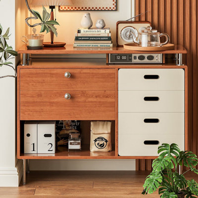 Armoire d'appoint multifonctionnelle en bois massif moderne et minimaliste