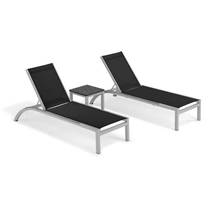 Argento and Travira Outdoor Chaise Lounge, Black