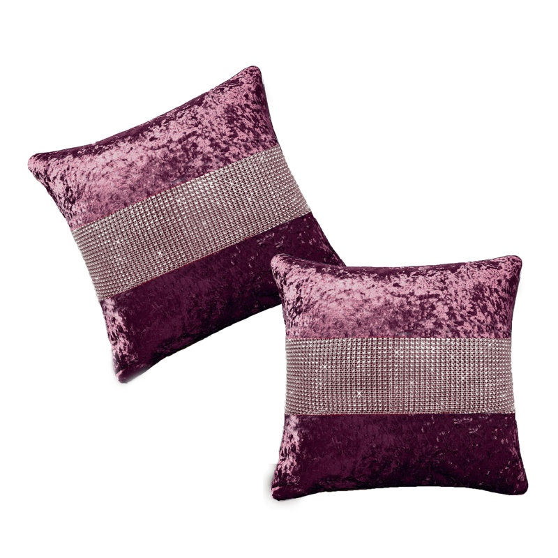 Diamante Back Cushion, Wine, 45 cm H x 45 cm W x 5 cm D