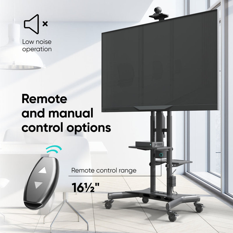 Black Motorized TV Lift with Remote Control for Mobile TV Stand