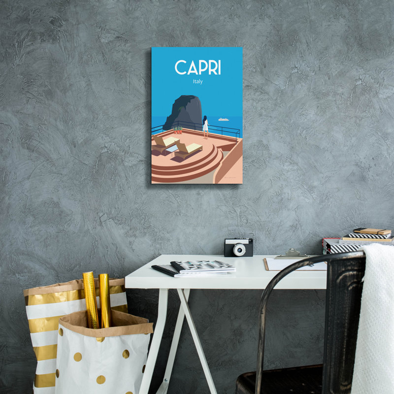 Toile épique «Capri» par Omar Escalante, H 18 po x l 12 po
