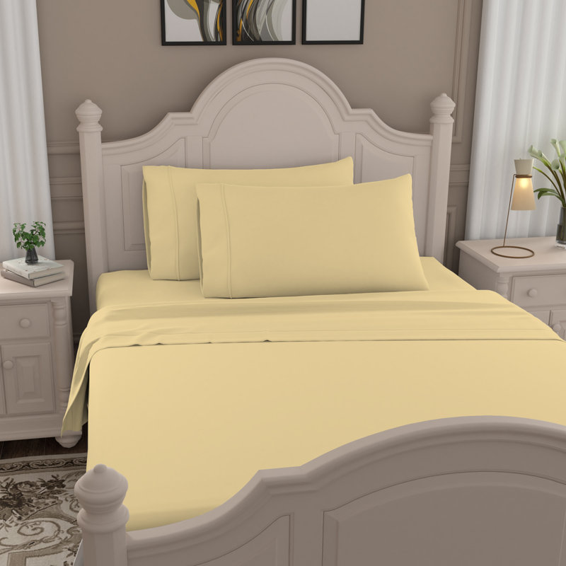 Ensemble de draps Ultimate Percale 100% coton, Ensemble de draps pour lit simple avec 1 taie d'or, Jaune