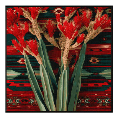  Washable Red Yucca Southwestern Area Rug
