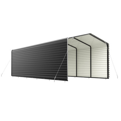 26L x 12W x 9.6H ft. Metal Carport with Corrugated Roof and Sidewall Panels - Black