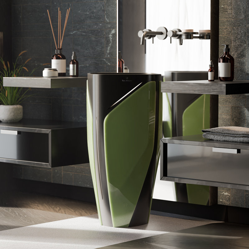 Elvano by Tonino Lamborghini Freestanding Sink, Green/Black