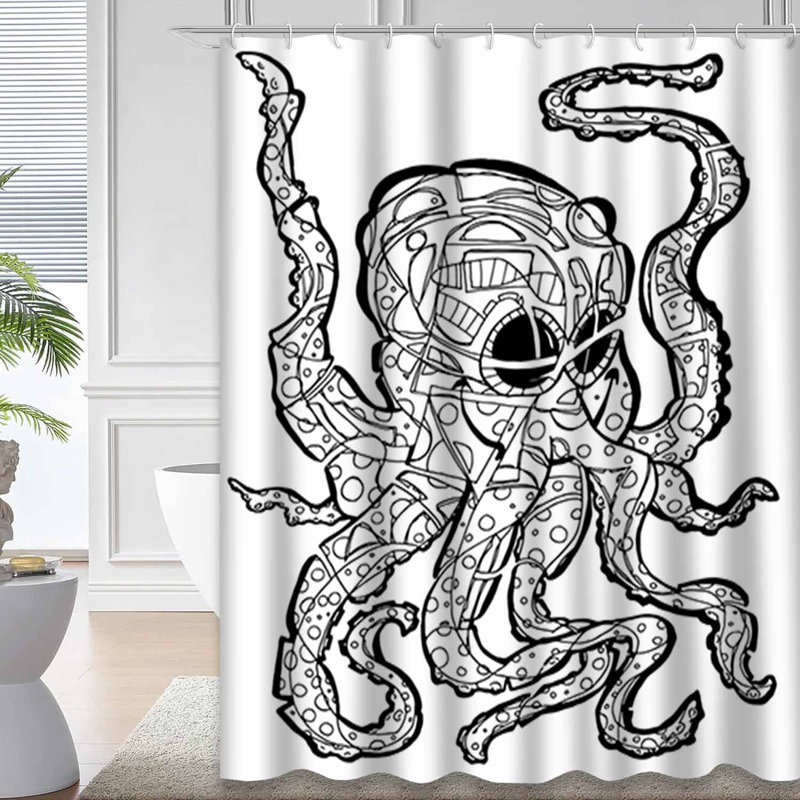 Rideau de douche avec 12 crochets Octopus, L 72 po x l 78 po