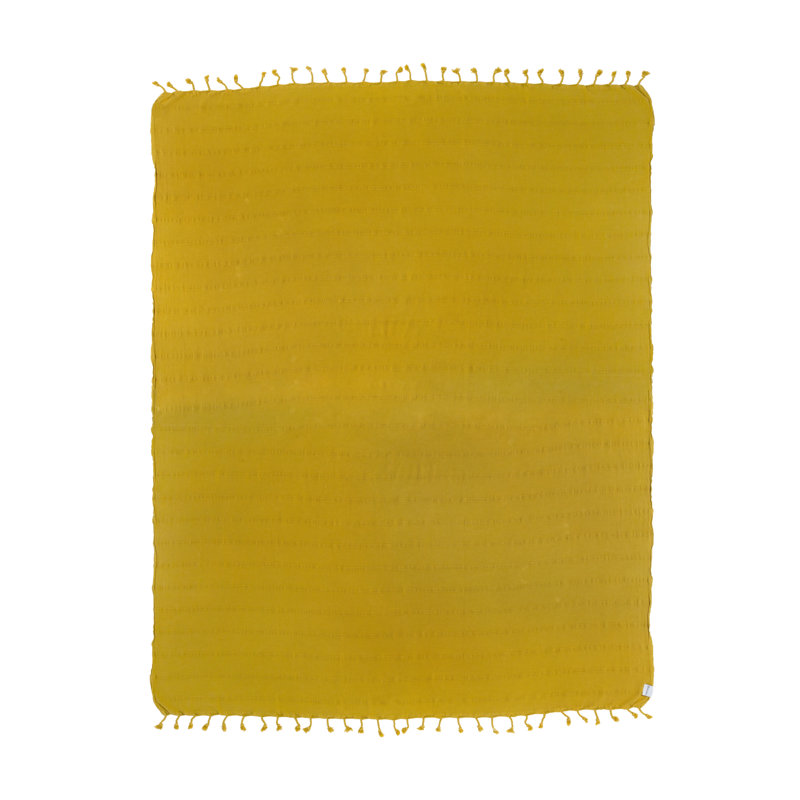 Jeté léger en coton biologique XL pour lit ou canapé, 92 po x 68 po, Or / jaune