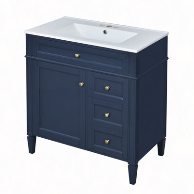 Meuble-lavabo de 30 po avec lavabo supérieur, meuble-lavabo avec 2 tiroirs et tiroir escamotable, meuble-lavabo simple