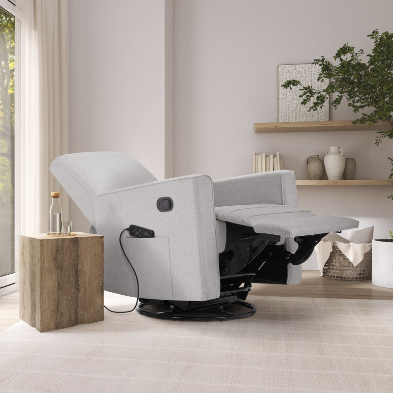 Evolur Raleigh Glider With Back Massager |Recliner| Rocker, Fog Gray