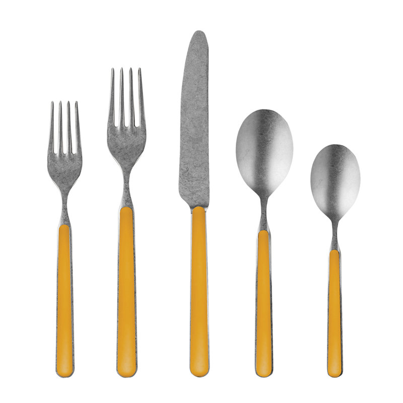 Fantasia Pewter Flatware Set - Mustard, Mustard