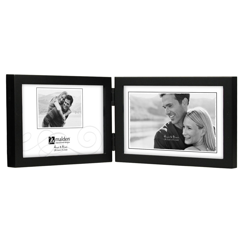 Black Matte Double Horizontal Wood Picture Frame